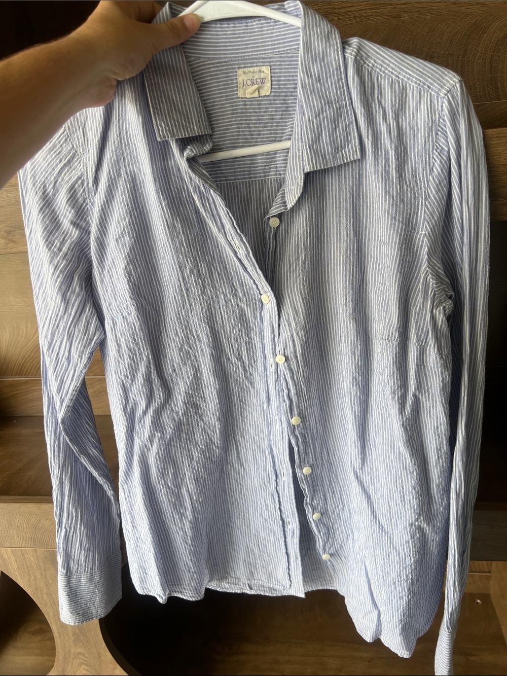 J. Crew Women’s Light Blue Pin Striped Button-Down Shirt